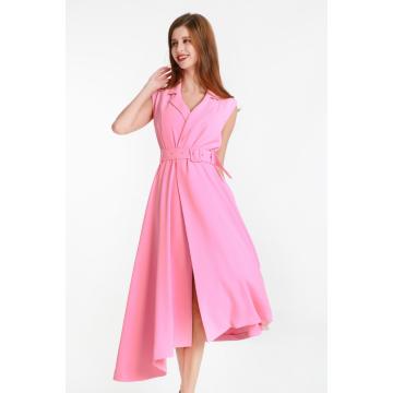 Suit Collar Waist Belt Dress