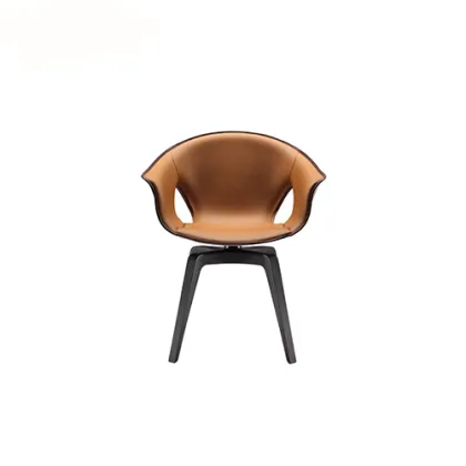Poltrona Frau Ginger Leather Swivel Arm Chair