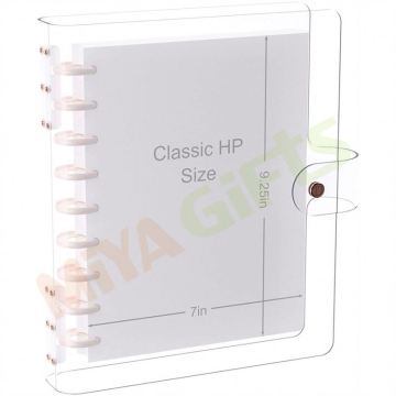 Custom Vinyl Plastic Soft PVC Transparent Clear HP Classic 9 Disc Planner Cover Organizer with Button Closure