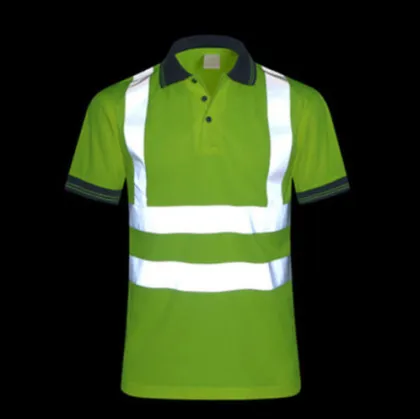 Mens Reflective Green T Shirt Hi Vis Sports Safety T Shirt
