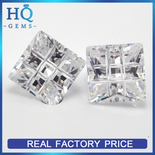 special cut white zircon carved cross cut cubic zirconia latticed cz gems