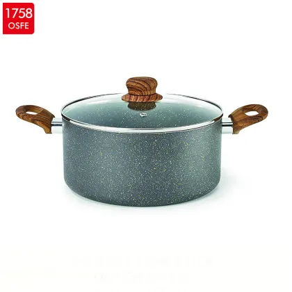 Wooden Paint Pressed aluminium stone granite coated Cookware