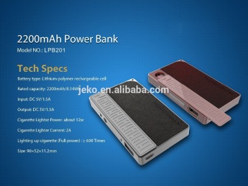 Portable 2200mAh Polymer battery powrbank with cigarette lighter
