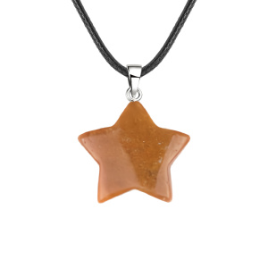 Yellow Jade 30mm Star Pendant Pendant Necklace 45cm Black Cord