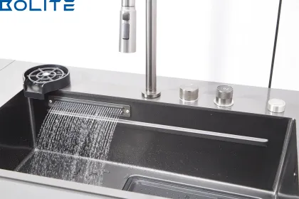 Feiyu Stainless Steel Kitchen Sink - Large Integrated Waterfall Style 304 Stainless Steel Kitchen Sink