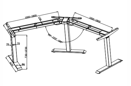 L-shaped electric standing desk