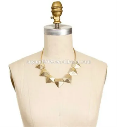 Gold Geometry Pendant Necklace Chunky Geometric Jewelry