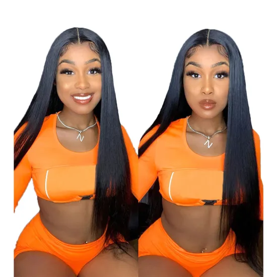 Natural color  Brazilian Human Hair T lace HD Transparent Lace Front Wigs with Pre-Plucked Virgin hair Wigs For Black Women