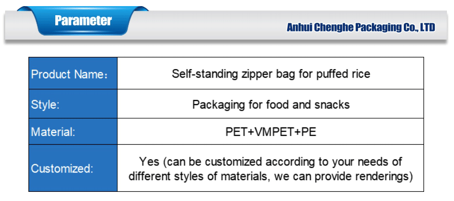 Food packaging with zip lock