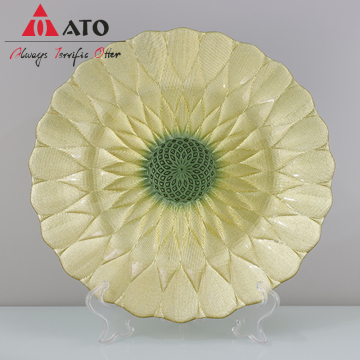 Luxury Gold Sunflower Pattern Color Gold Plate
