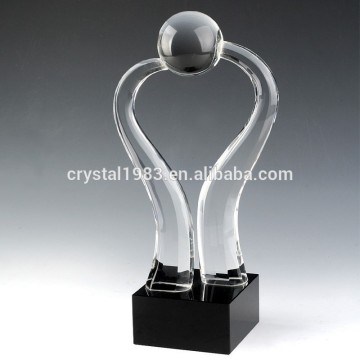 Oem award wholesale holding global ball with black crystal base K9 engraving blank figurine crystal trophy