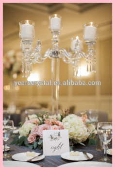 5 arms crystal candelabra with tealight cups for wedding decoration