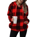 Long Sleeve Hooded Plaid Casual Sweatshirt