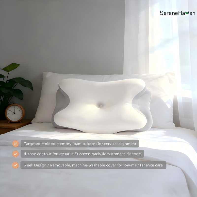 Molded Memory Foam Pillow for All Sleep Positions GB-1027 - Four-Corner Structure & Cooling Ice Silk Cover