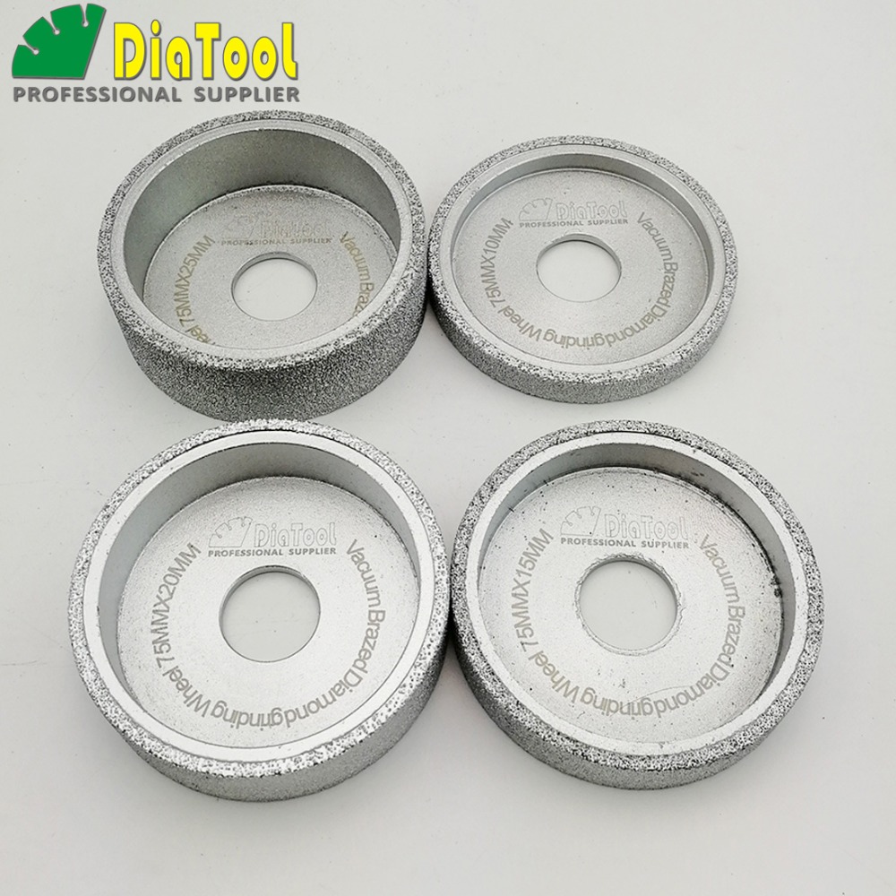 DIATOOL Dia 75mm Vacuum Brazed Diamond Grinding wheel Flat Sanding Disc on marble granite quartz ceramics artificial stone