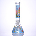 35 cm/13,8 pollici, occhiale hippies, bronging da beche di vetro con motivazione da cartone animato, tubo d&#39;acqua di vetro borosilicato, bong di vetro, caveah di vetro