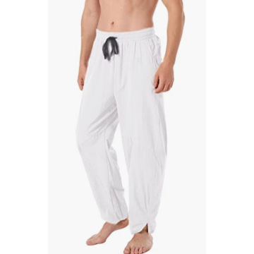 2025 Men's Solid Color Custom Logo Cotton Linen Sport Pants OEM