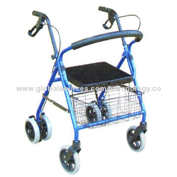 Adjustable and Fold-able Mobility Rollator, Rolling Walker with Seat, Wheels, Basket, Breaks