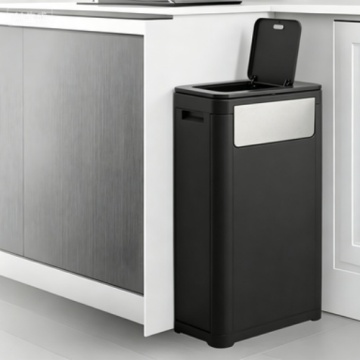 Modular Double Lid Trash Bin with Barrier for Efficient Waste Management