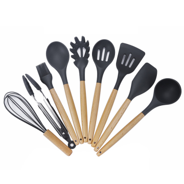Eco-Friendly Silicone & Wood Kitchen Tool Set with Custom Logo