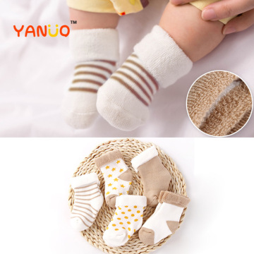 5pcs Autumn Winter New Baby Pure Cotton Thick Warm Newborn Children Socks Cute Cartoons Turn over socks ,for 0-3 Years