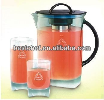 PC Chilled juice pitcher with stainless steel icicle