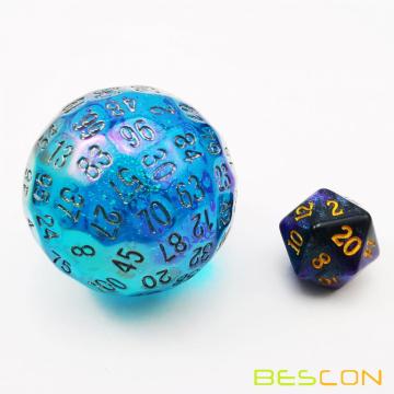 Bescon Dazzling Blue 100-seitiger Würfel, Spielwürfel D100, polyedrischer massiver 100-seitiger Würfel mit 45 mm Durchmesser (1,8 Zoll)