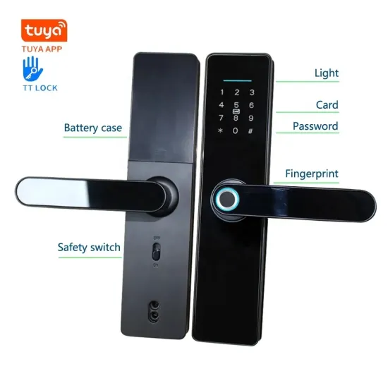 High Security Tuya WiFi Automatic Smart Door Lock with Mobile Phone Control, Biometric Fingerprint Authentication
