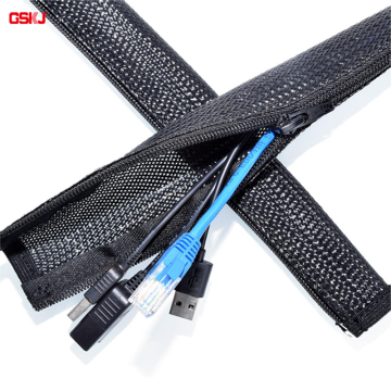 Braided zipper sleeve cable organizer