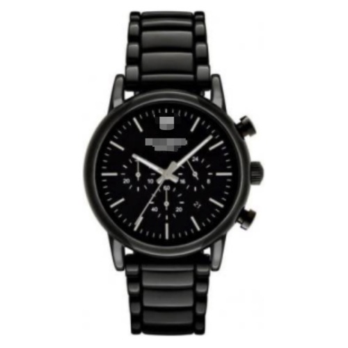 Reloj cronógrafo de cerámica negro sólido de alto brillo de 43mm para hombre, reloj negro mate con Triple subesfera luminosa, indicador de fecha, mariposa oculta