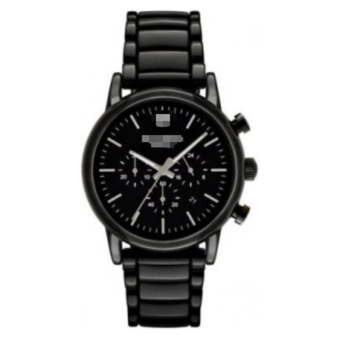 Reloj cronógrafo de cerámica negro sólido de alto brillo de 43mm para hombre, reloj negro mate con Triple subesfera luminosa, indicador de fecha, mariposa oculta