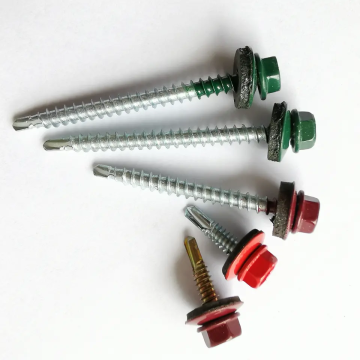 Galvanized Hex Head Tek Wood Screws with Rubber Washers for Roofing