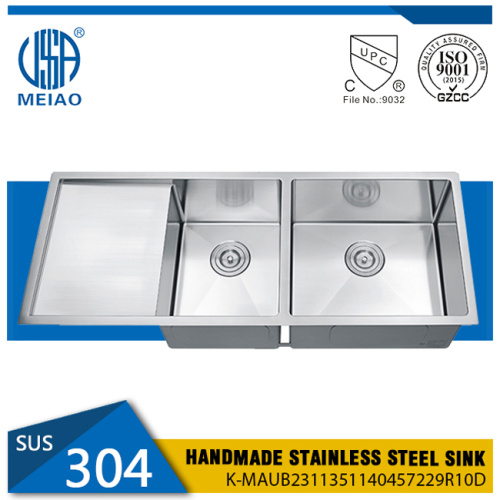 Double Bowl Undermount Sink Stainless Steel With Drainboard