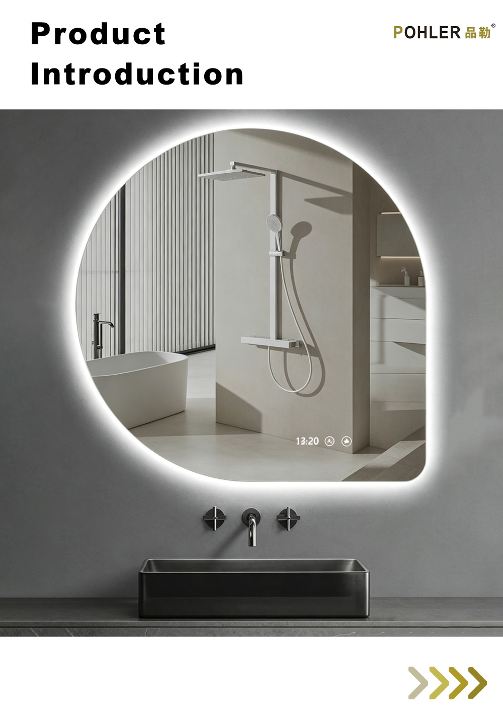 D055 Half Arch LED Smart Mirror X