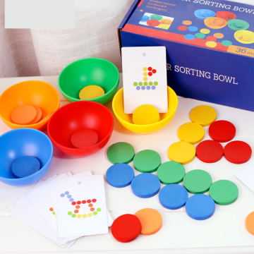Wooden Color Sorting Bowls: A Creative Early Education and Matching Game for Kids