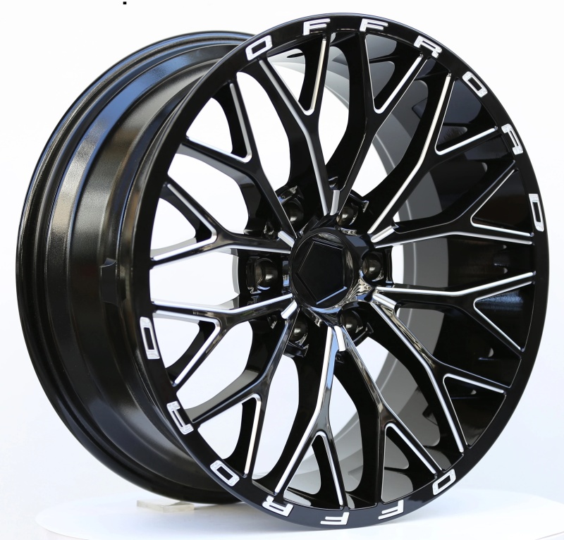 20" Gloss Black Painted Milled Lip Wheels