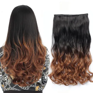 Wholesale Blonde Long 22'' Natural Wave One Piece Curly Ombre 5clips in Hairpiece Synthetic Clip In Hair Extensions For Women