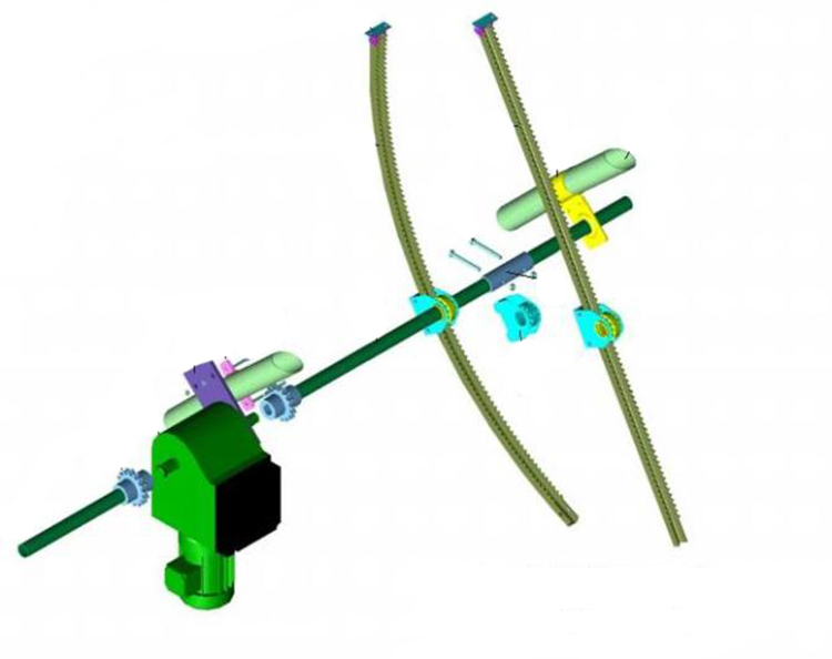 Greenhouse Shading System Pinion And Rack