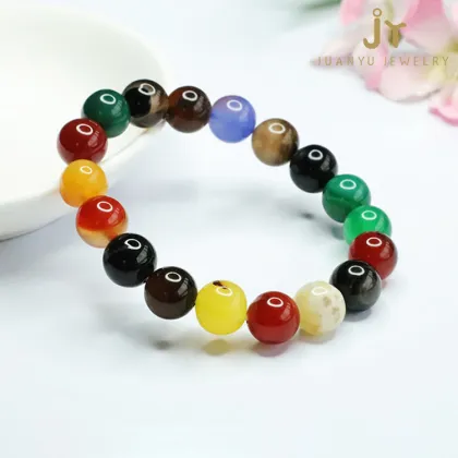 Wholesale Multicolored Precious Stone Bracelets: Including Black Agate and Green Chalcedony Bead Designs