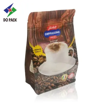 Qual Seal Flat Bottom Stand Up Pouch Aluminium Foil Coffee Packaging Bag With Valve And Zipper