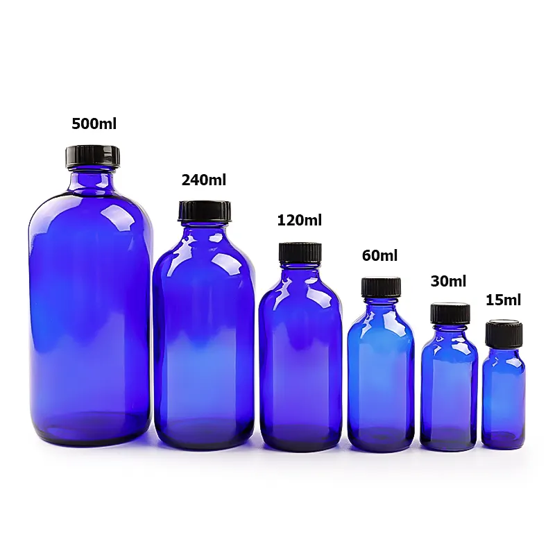 30ml Blue Boston Glass Bottle6 Png