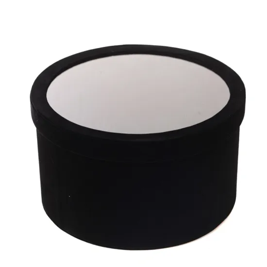 Custom Clear Top Round Velvet Black Box