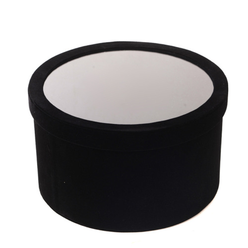 Caixa preta de veludo redonda clara personalizada