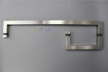 L-berbentuk Kamar Mandi Kaca Pintu Stainless Steel Tarik Menangani