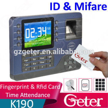 ID and IC card and fingerprint time attendance time clock