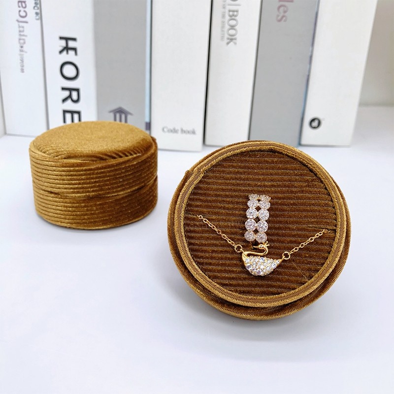 Round Shape Bracelet Packaging Velvet Jewelry Box Organize