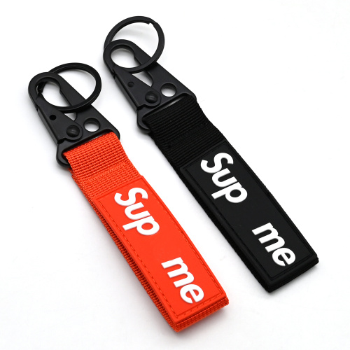 Anti-Loss PVC Patch Nylon Keychains Wrist Strap