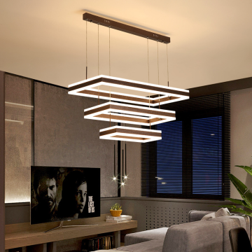 Modern Aluminum Square LED Chandelier Pendant Light for Living Room and Dining Room