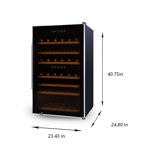 Un refrigerador de vino de doble zona dual de acero inoxidable