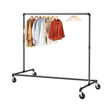 Industrial Pipe Rolling Coat Rack with Brakes